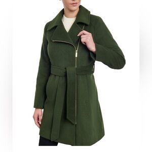 Michael Kors Asymmetric Wool Blend Wrap Coat